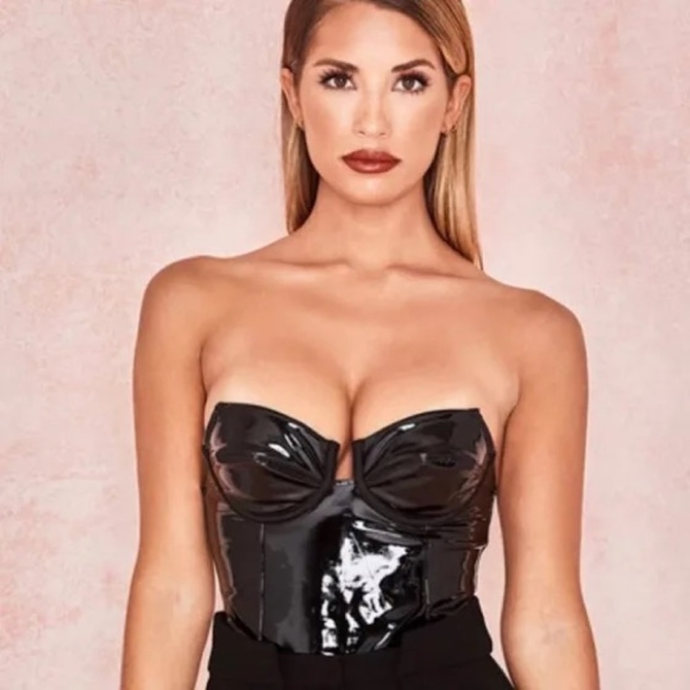 House of CB “Octavia” Black Patent Vinyl Leather Bodysuit